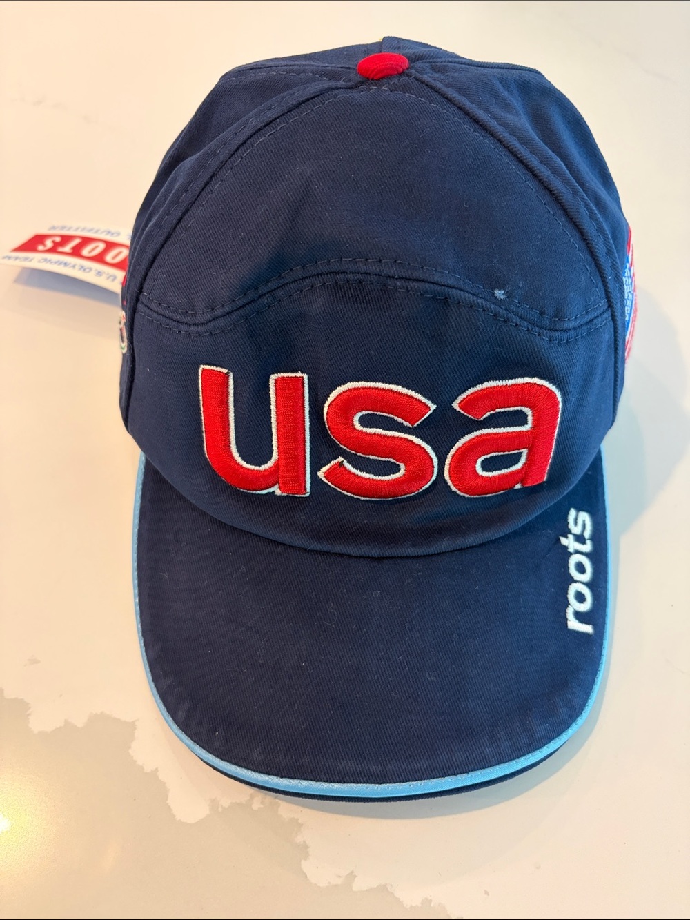 NTW Roots 2002 Winter Olympics official Navy Baseball Cap w/ Red USA Embroidery